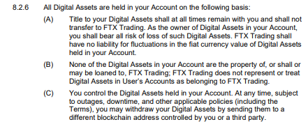 FTX’s terms of service: Gap between promises and reality – Source: FTX