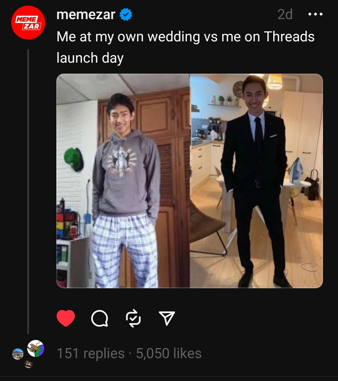Man dressed poorly next to man dressed sharply