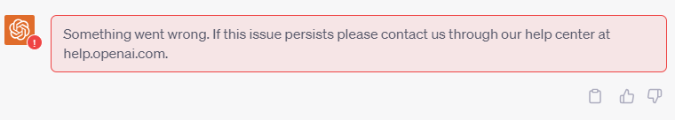 ChatGPT error message