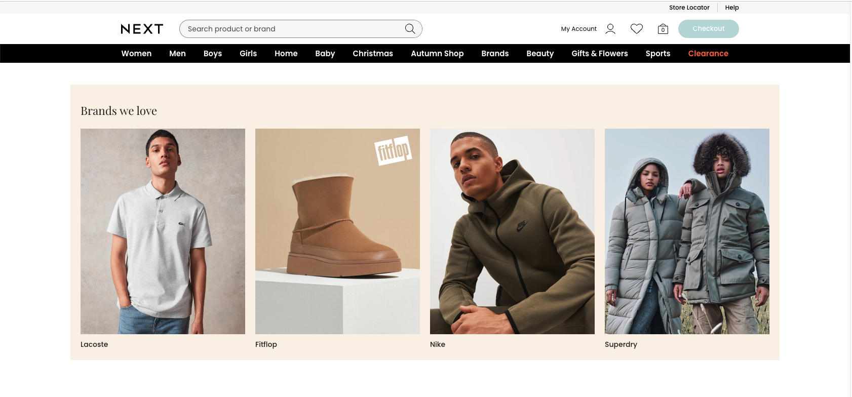 Next's website  Source: Company