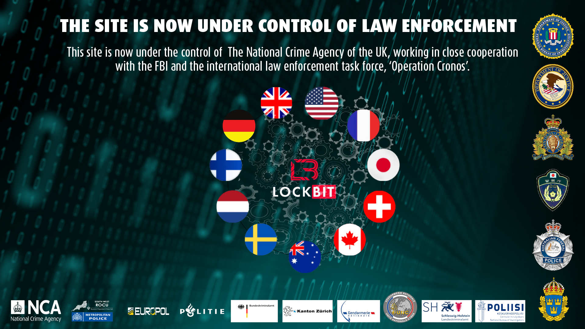 Message displayed on Lockbit's site   Source: National Crime Agency