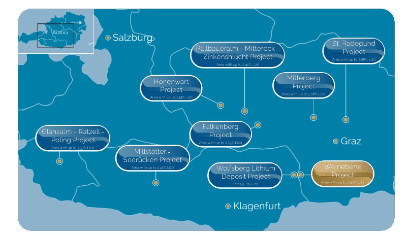 Weinebene Lithium Project Location.