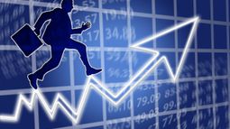 Share price chart with arrow rising