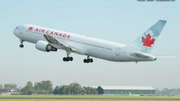 Air Canada Boeing 767 jet taking off from Schiphol airport in Amsterdam, the Netherlands