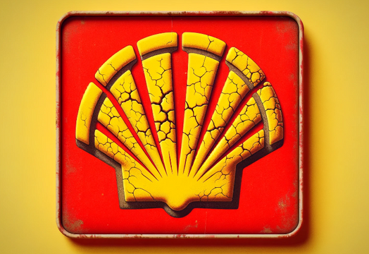 Shell logo with cracks in it