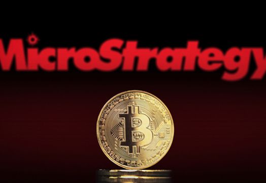 Microstrategy logo, bitcoin