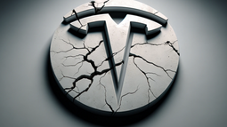 Tesla logo with cracks
