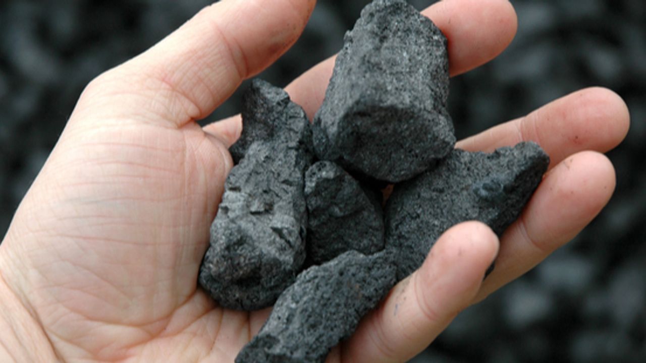 coking coal in a hand