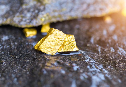 gold nugget, gold, saturated gold, two gold pieces
