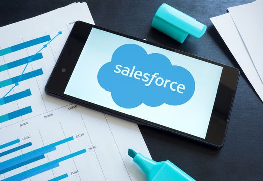 Salesforce - Salesforce logo on an tablet screen