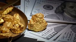 Gold nuggets and dollars
