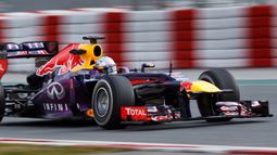 Formula One racing car driven by Sebastian Vettel in Barcelona
