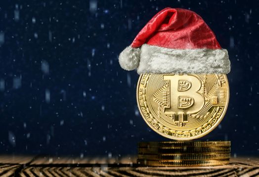 Bitcoin in a Santa hat